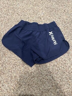 Hurley Navy Athletic Women's Running Shorts with White Logo
